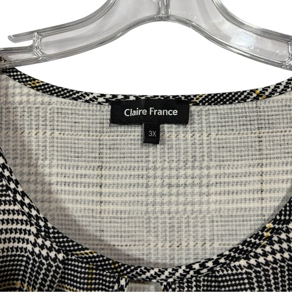 NWOT, Claire France, Plus Size Plaid Tunic, 3X, Black, White, Yellow - Picture 4 of 8